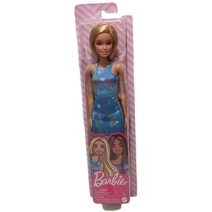Blonde Mattel Barbie Doll with Blue Mini Dress NWT